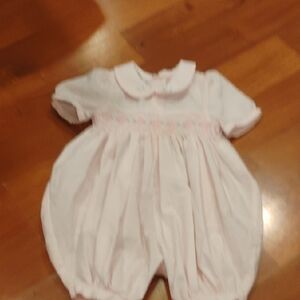 Baby Girls Pink Smocked One-Piece Bodysuit